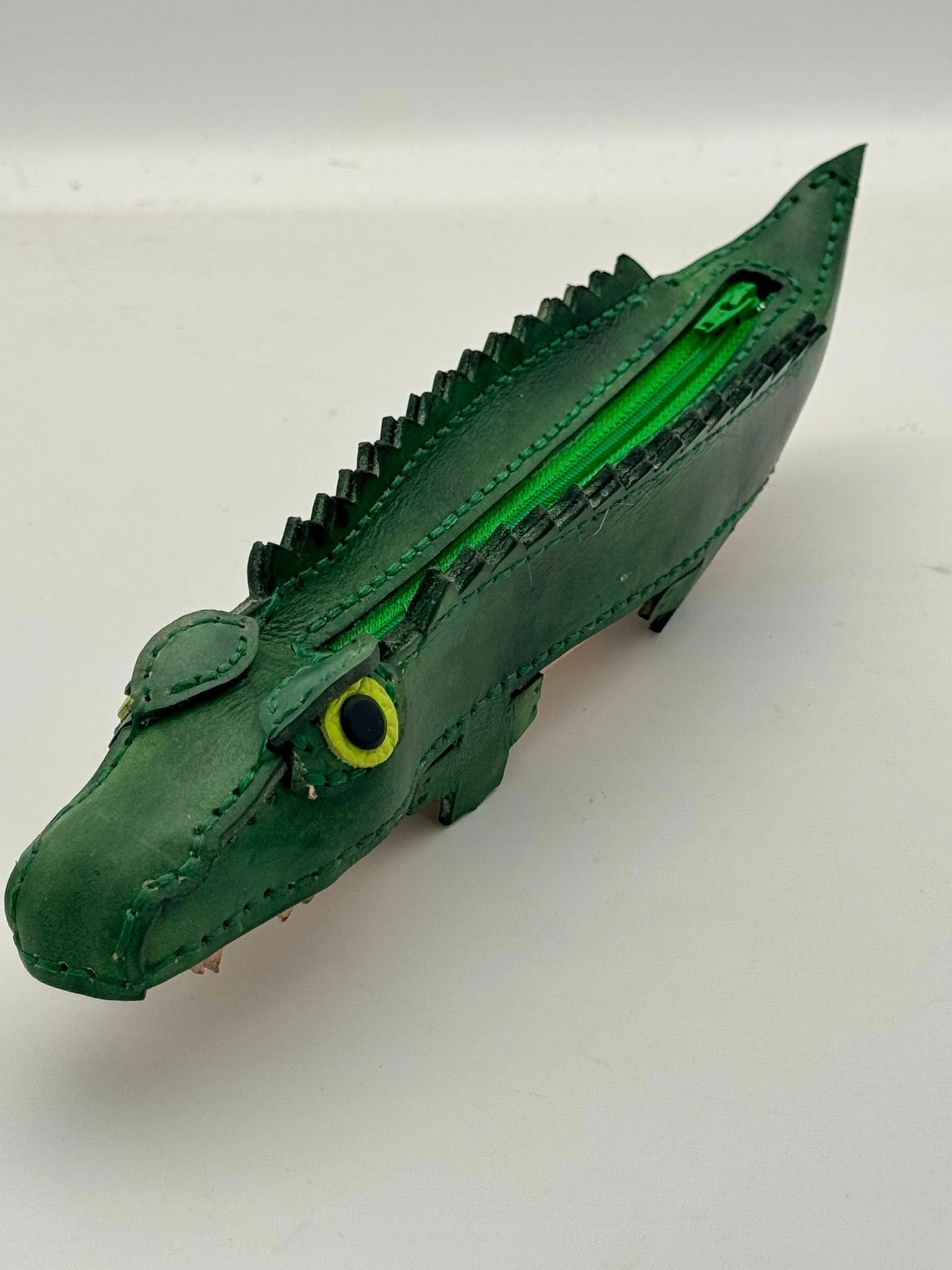 Handmade Full-Grain Leather Alligator Pencil Case / Coin Purse