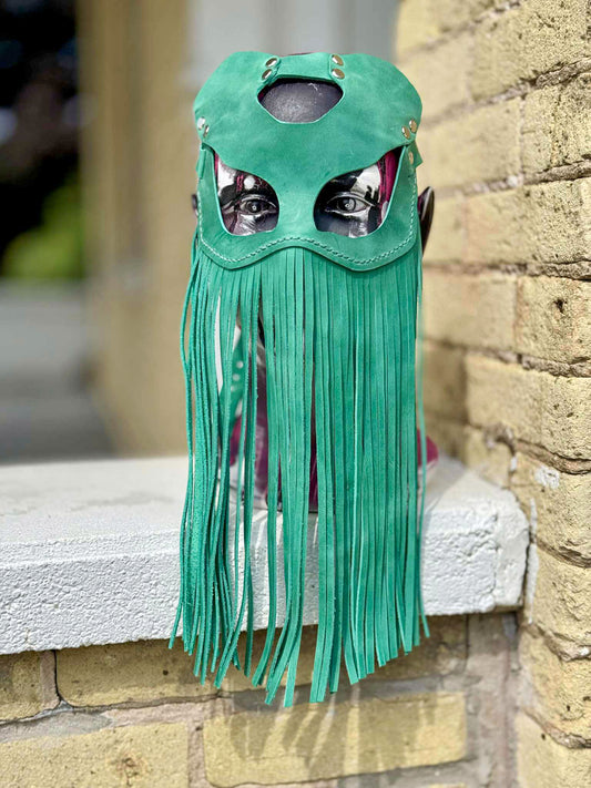 🔥 Handmade Leather Mask with Fringe – Festival, Cosplay, Statement Piece