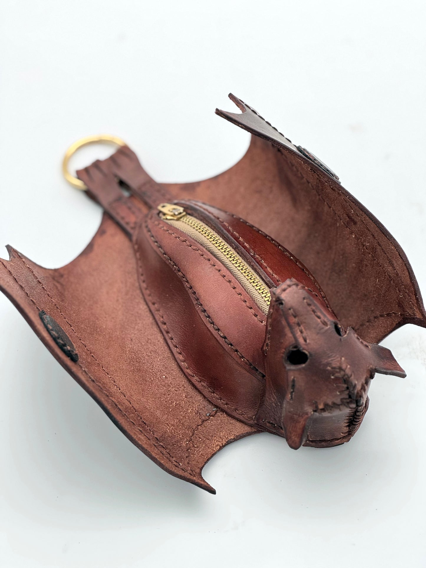 Handmade Leather Bat Coin Purse