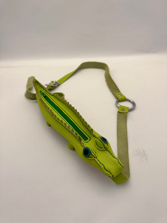 Handmade Full-Grain Leather Alligator Pencil Case / Coin Purse
