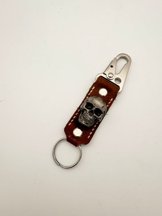 Handmade Leather Skull Keyring